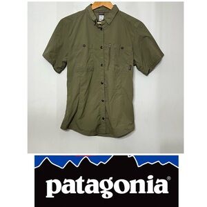 Patagonia Shirt Women 14 Hiking Camp Outdoor Lightweight Nylon Button Up Pockets